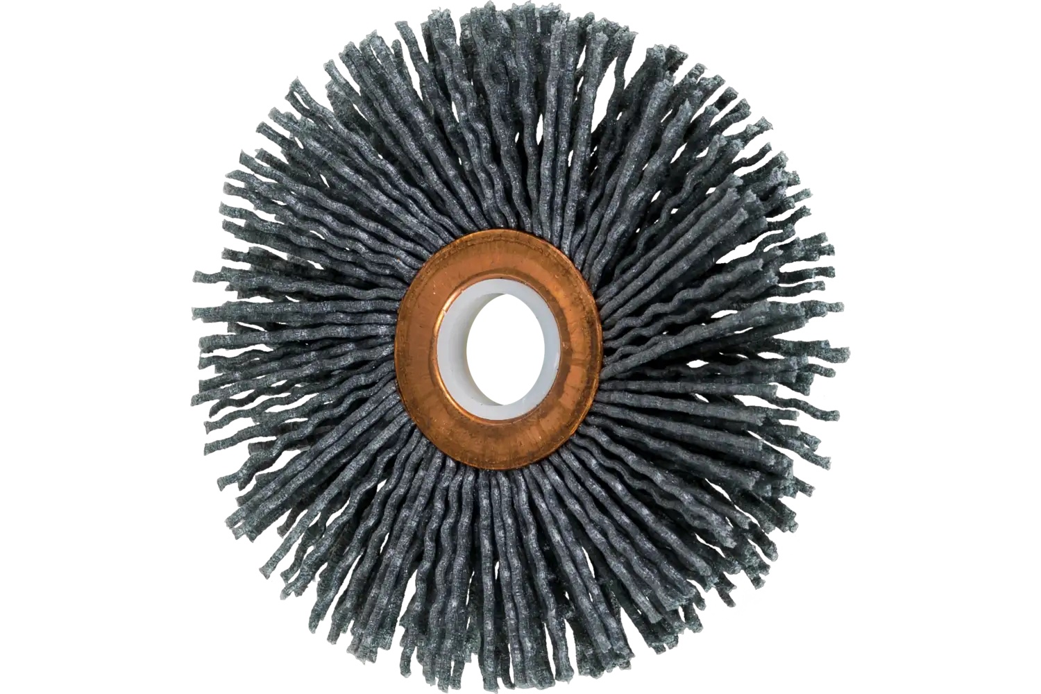 Picture of Pferd M-BRAD® Tube Center Wheel Brush 3" Dia. .040/120 Grit Silicon Carbide 1/2" Arbor